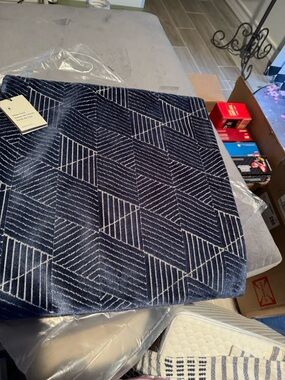 Navy Geometric Throw Pillow Cover - Modern Home Accent
